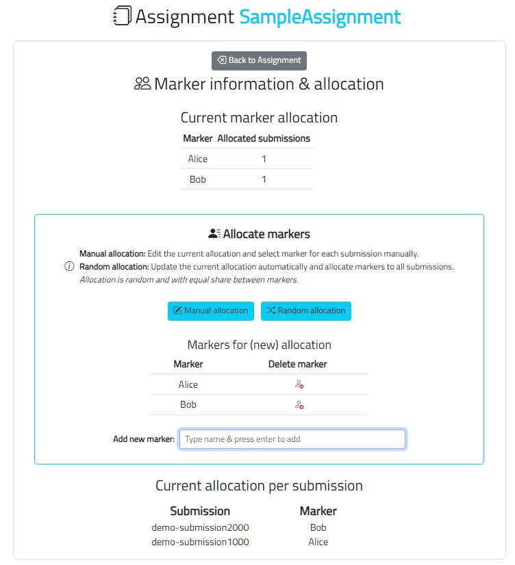 Assignment markers - allocated