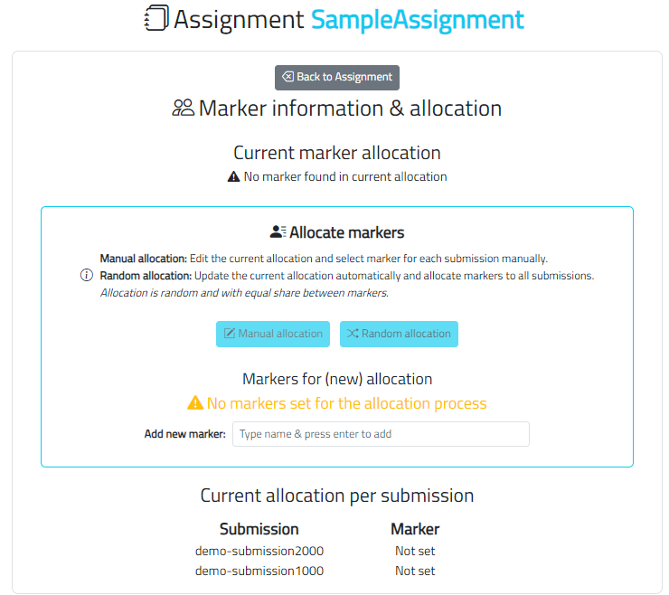 Assignment markers