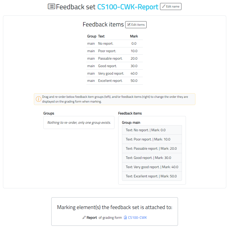 Feedback set CS100-CWK-Report full