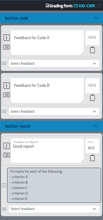 Marking panel - full