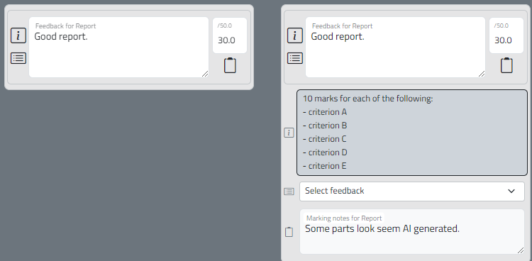 Marking panel - element box icons